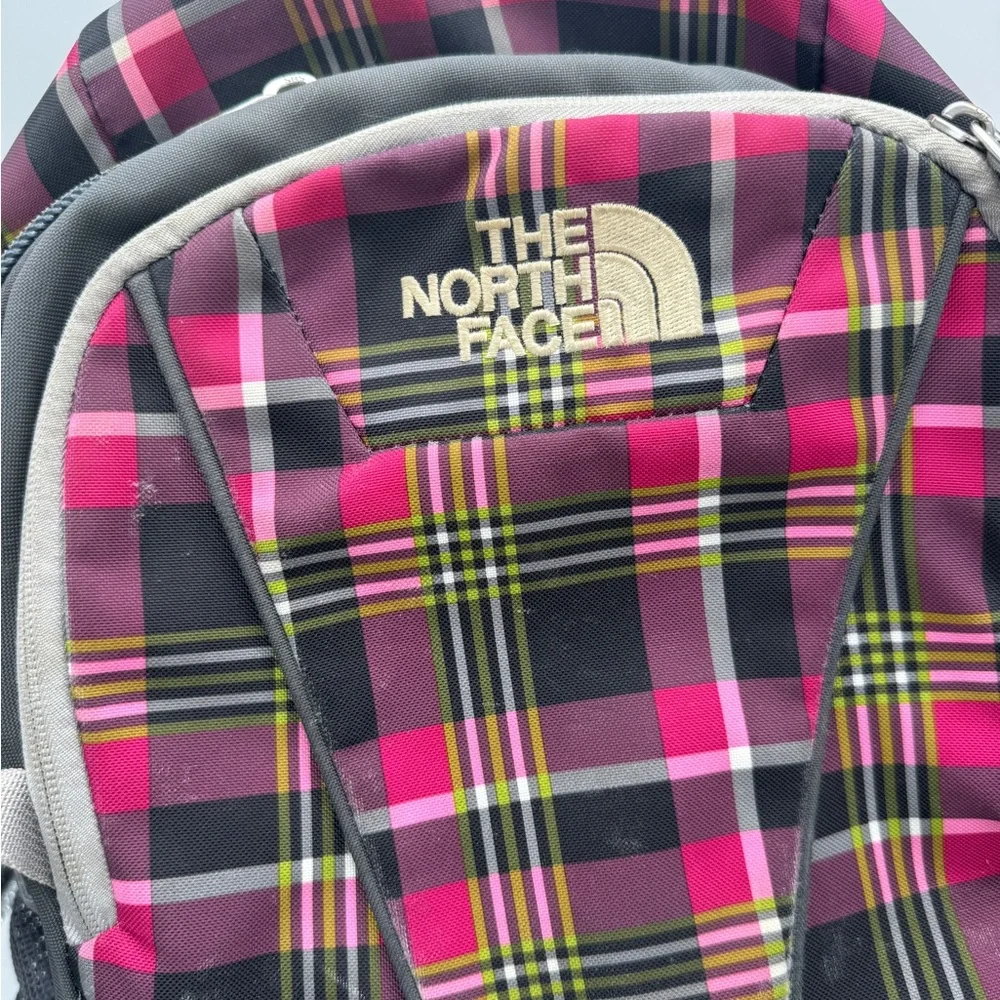 The NORTH FACE Pink/Gray Plaid Backpack Laptop Bag Back To School College Preppy